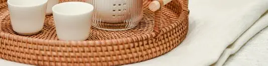 Rattan Tray With Cups